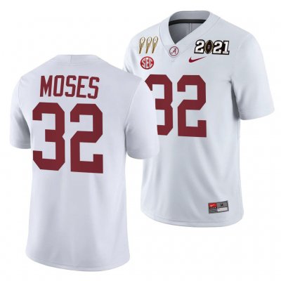 Men's Alabama Crimson Tide #32 Dylan Moses 3X CFP National Championship White NCAA Winner College Football Jersey 2403TLCC1